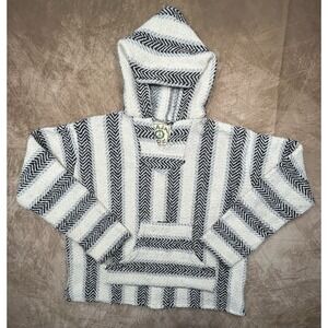 Baja Joes XS White Gray Hooded Pullover With Pocket Unisex